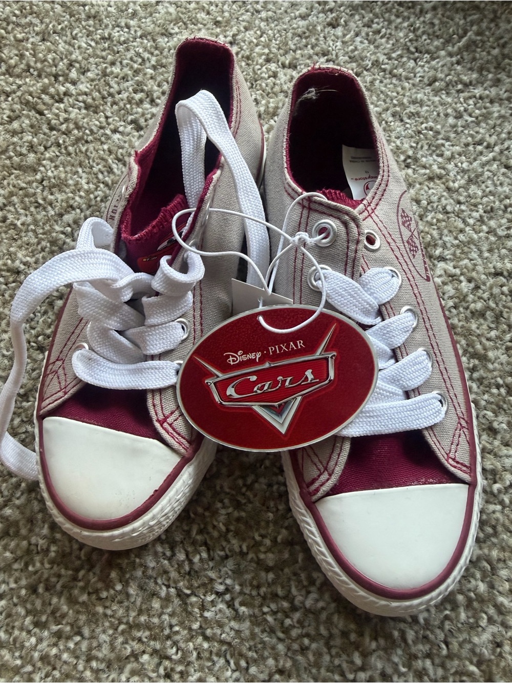 Cars Kids Burgundy Canvas Sneakers (boys casual sneaker) by Disney